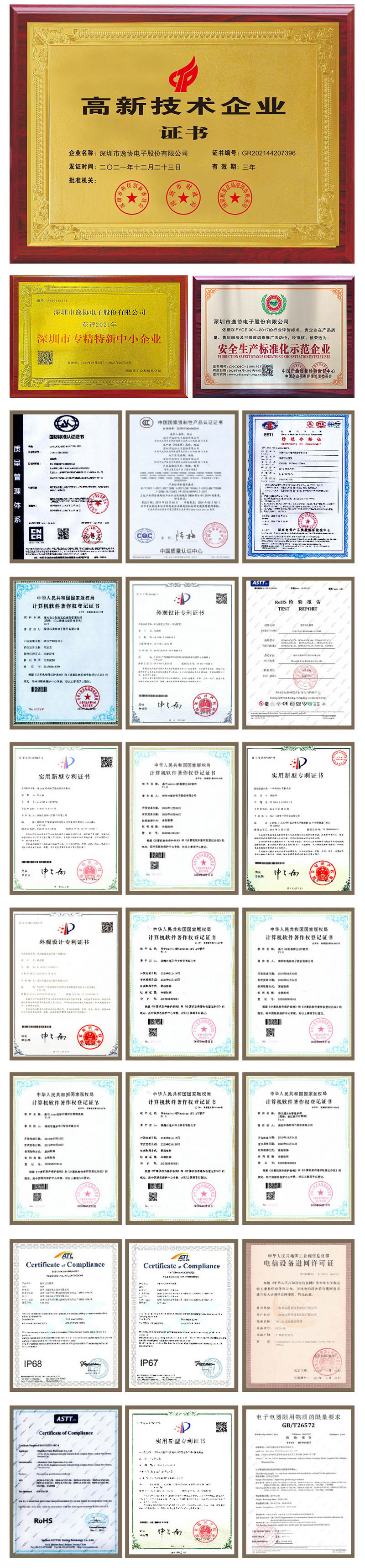 逸協(xié)股份資質(zhì)榮譽(yù)證書